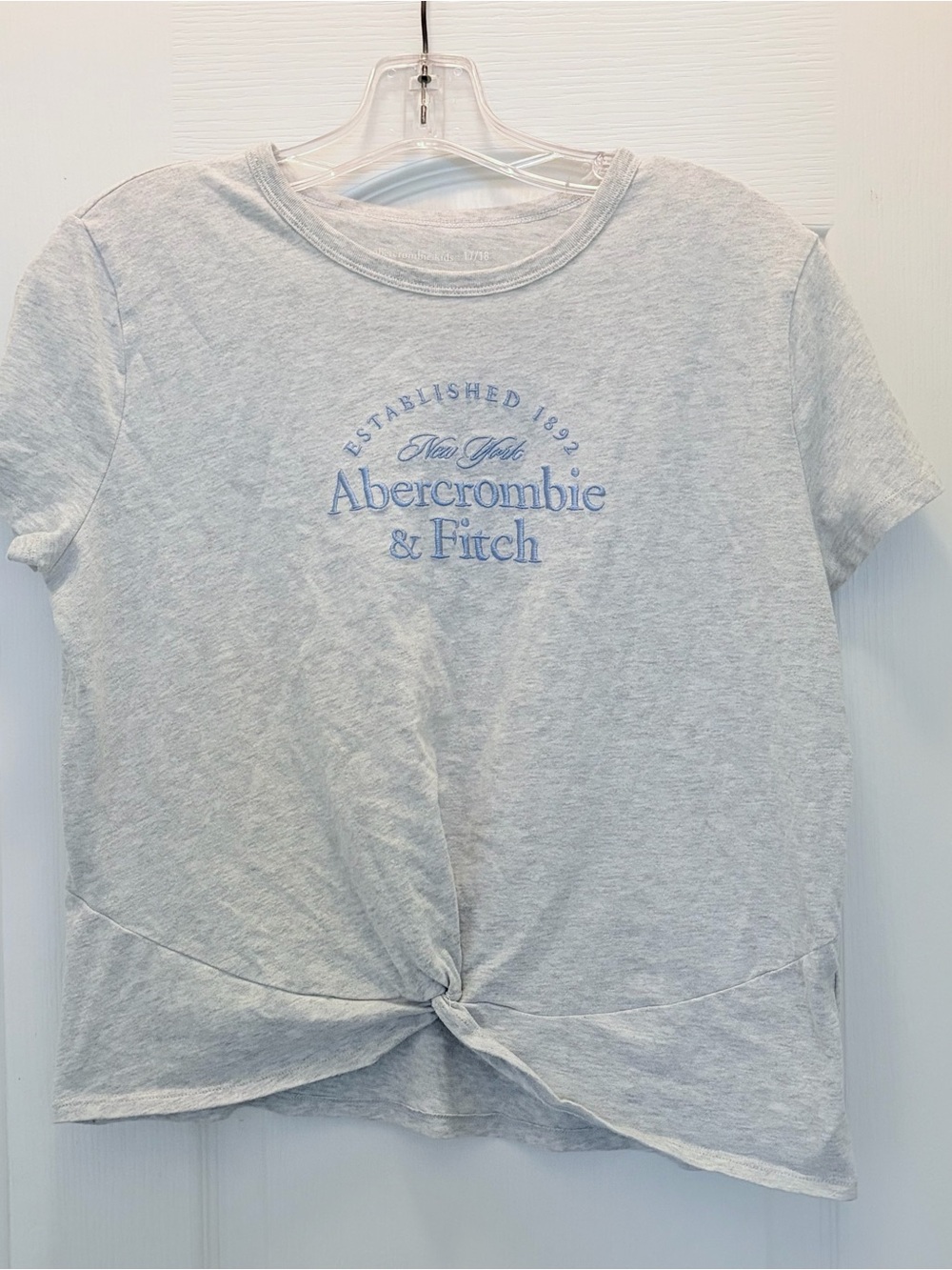 Abercrombie & Fitch Heather Light Gray Tee with Front Knot